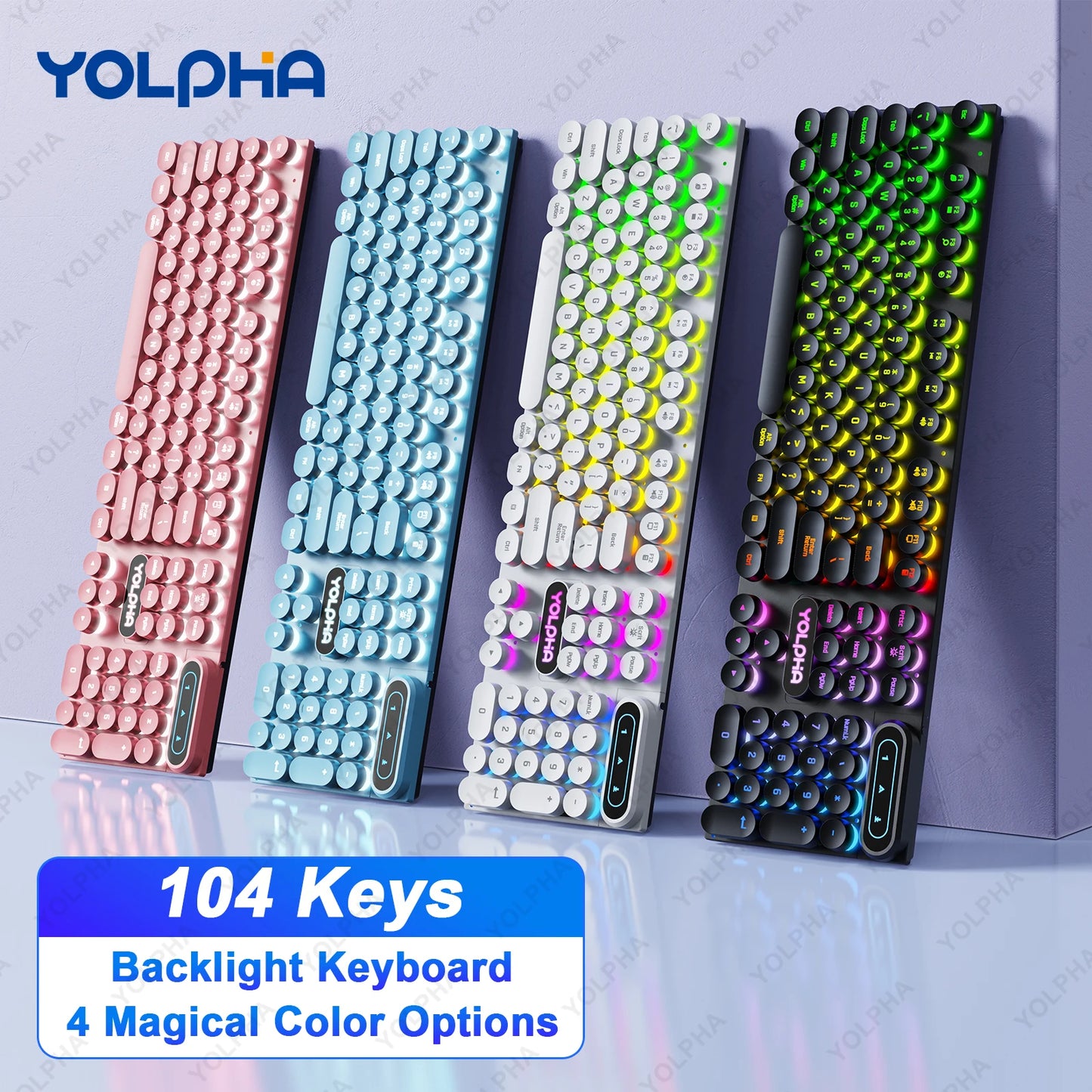 104-Key RGB Backlit Wired Gaming Keyboard for PC & Laptop, Ergonomic Design