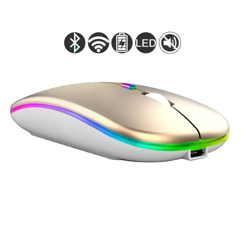 Bluetooth Wireless Mouse for MacBook – Rechargeable & Mute Gaming Mouse