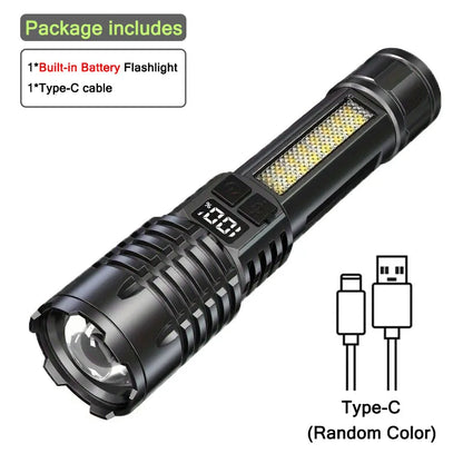 High Power Rechargeable LED Flashlight with Side Light