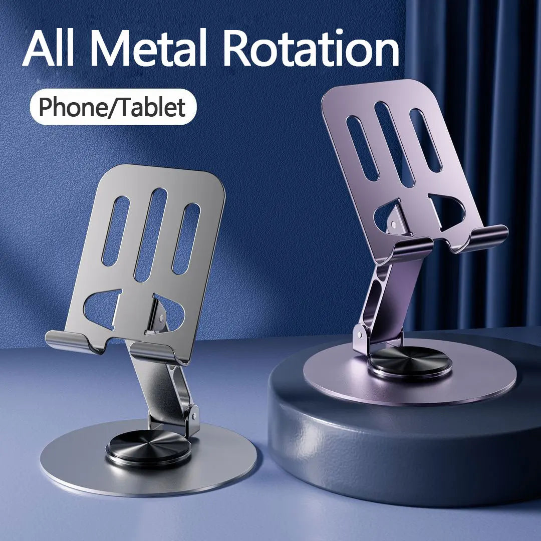 All-Metal 360° Rotating Phone Holder, Stable Folding Double-Shaft Design