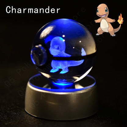 3D Crystal Pokeball Lamp – Pikachu, Mew, Gengar & More