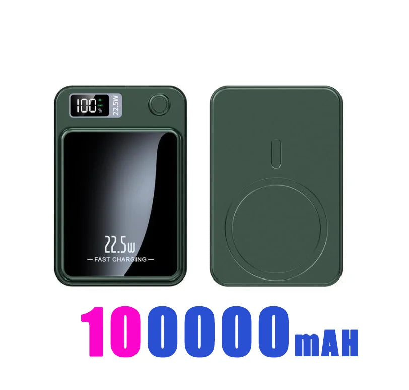 100000mAh Magnetic Wireless Power Bank, 22.5W Fast Charging for iPhone, Samsung, Xiaomi