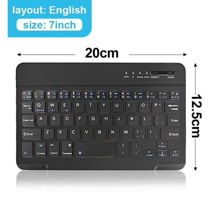 10-inch Bluetooth Wireless Keyboard for Mobile & Tablet, Rechargeable, Multi-language Support