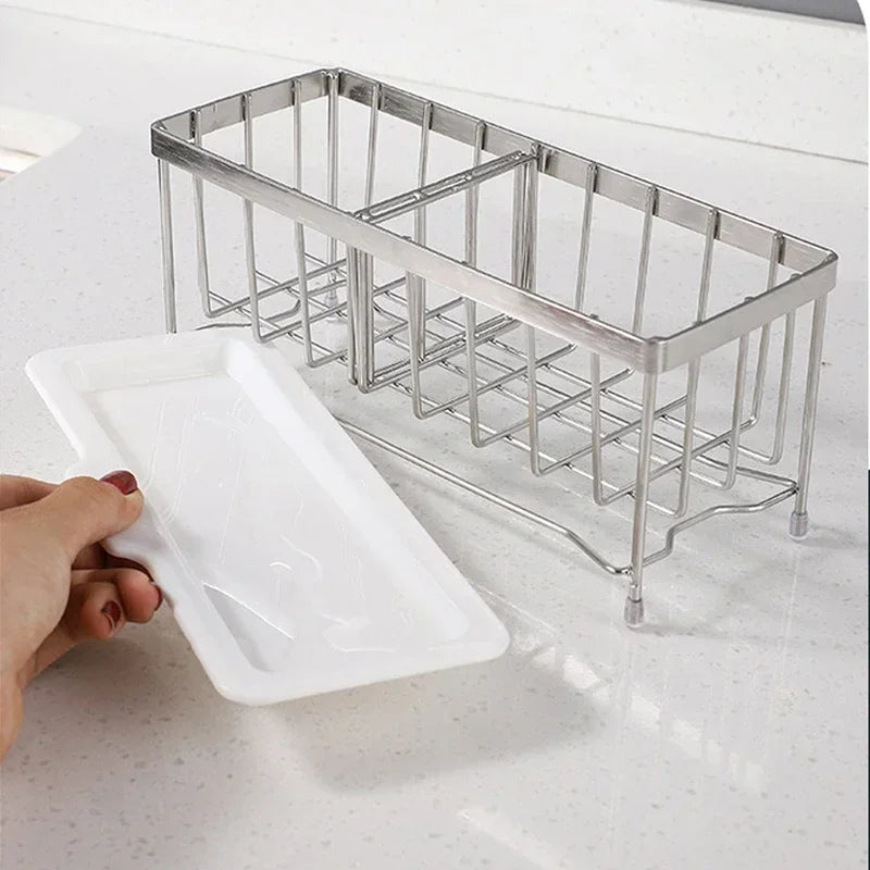 Sink Sponge Holder – Kitchen Rack & Organizer, Anti-Rust Dish & Scrubber Caddy